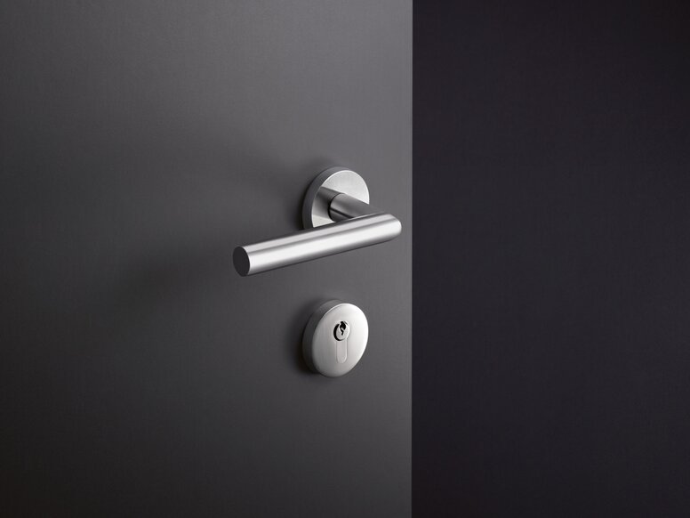 HEWI Béquille de porte Système 162 Acier inox Porte noire équipée d'une poignée en acier inoxydable brossé mat