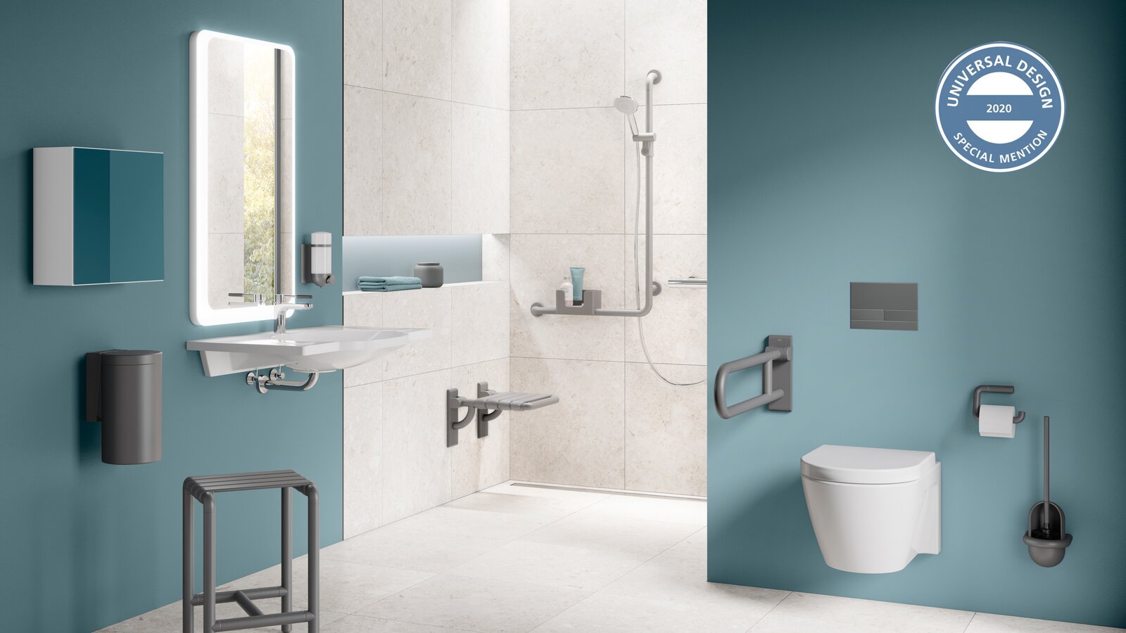 HEWI Series 477/801 Anthracite matt Universal Design Award HEWI Series 477/801in anthracite matt honoured with the Universal Design Award