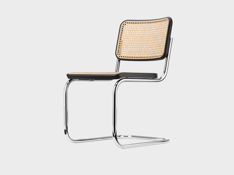 Design Original Thonet Chaise Thonet avec structure chromée, assise et dossier tressés