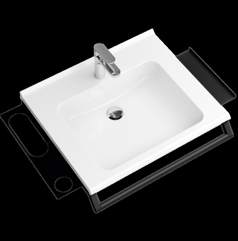 Système modulaire pour lavabo HEWI Système de lavabo modulaire avec tablette, trou et poignée de maintien