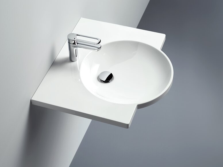 Lavabo HEWI lavabo avec vasque ronde et robinetterie monocommande en chrome